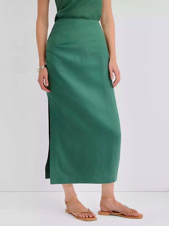 LOFT Dresses & Skirts - LOFT Ruched Linen Midi Skirt